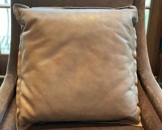 Leather down-filled throw pillow. 
