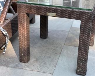 Pair of Restoration Hardware all-weather side table. 