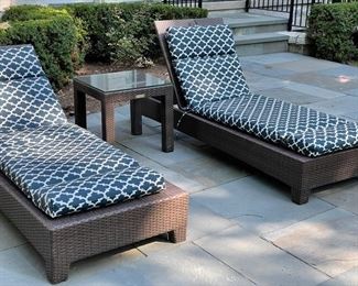 Pair of Restoration Hardware all-weather chaise loungers. Sold with cushions. Photo 1 of 2. 