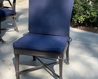 Restoration Hardware wrought iron dining table with four chairs. Seat cushions and umbrella included. Photo 3 of 3. 