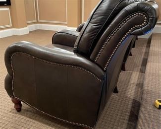 Drexel-Heritage tobacco leather recliner with nailhead trim - 3 available. Each measures 38" H x 30" W. TRUE COLOR REFLECTED HERE. Photo 2 of 3. 