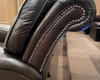 Drexel-Heritage tobacco leather recliner with nailhead trim - 3 available. Each measures 38" H x 30" W. TRUE COLOR REFLECTED HERE.  Photo 3 of 3. 