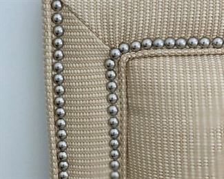 Natural fiber upholstered King headboard with nailhead trim. Photo 1 of 2. King mattress set, bedding, shams and decorative pillows sold separately. Photo 2 of 2. 