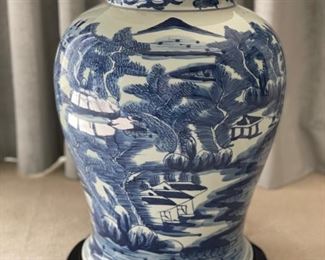 Blue and white ginger jar chinoiserie table lamps - 2 available. Each measures 37"H x 12" D at thickest. Photo 2 of 2. 