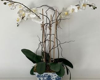 Faux orchid in blue & white chinoiserie cache pot. Photo 1 of 2. 