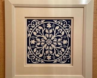 Blue & white wall art - 2 available. Each measures approximately 18" x 18". Photo 1 of 2. 