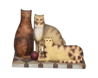 63. Figure Of Three Cats On Rectangular Base