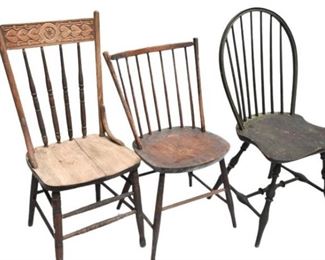 73. Three 3 Wooden Chairs