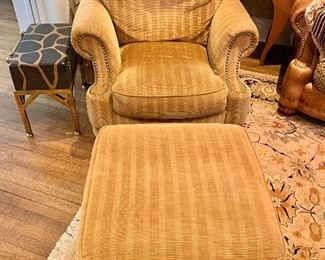 Club chair and ottoman in custom fabric