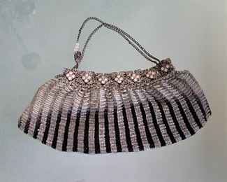 Black and gray beaded evening bag