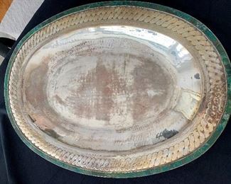 Emilia Castillo silver plate, inlay oval tray