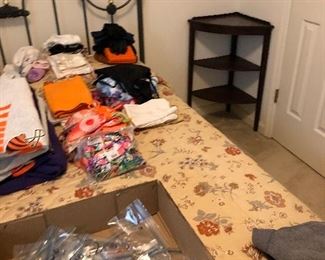 Queen bed and mahogany corner table