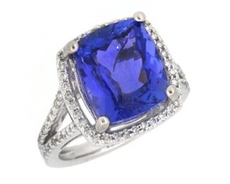 7.31ct Tanzanite & 0.49ct Diamond Ring