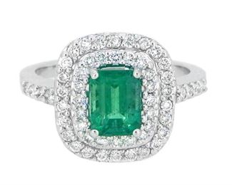1.13ct Emerald & 0.54ct Diamond Ring