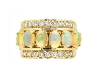 1.85ct Opal & 0.65ct Diamond Ring