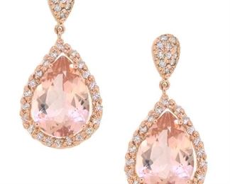 7.05ct Morganite & 0.70ct Diamond Earrings