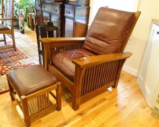 Stickley Leather Recliner with Ottoman