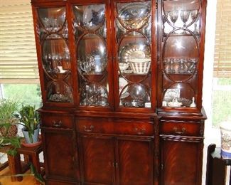 Antique China Cabinet with Oval Glass