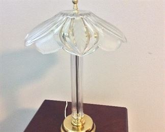 Glass Shade Decorative Brass and Glass Table Lamp, 19" H. 