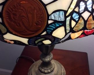 Tiffany Style Table Lamp with small flaw (pictured), 25" H. 