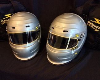Impact! Racing Helmets, Size M and L with Carrying Cases. 