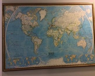 Framed National Geographic World Map. 