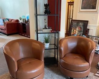 Barrel Chairs and Etagere