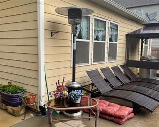 Outdoor Lounge Chairs and Heater 