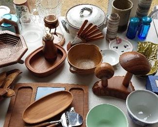 Mid-century teak and pottery