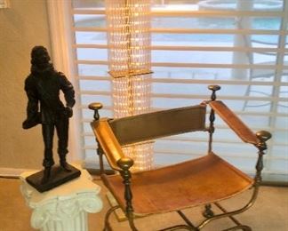 Italian “Savonarola Dante” Chair in Leather and Iron 