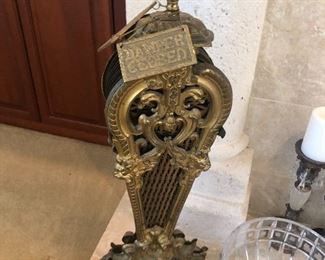 Late 19th Century French Bronze Dore and Brass Peacock Fan Fireplace Screen 