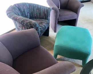 Milo Baughman for Thayer Coggin Accent Chairs (3) and Footstool 