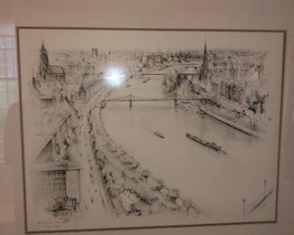 Antique Etching of Paris by Jean Jules Dufour
