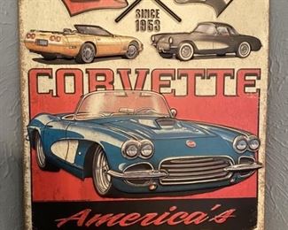 Stamped Metal Corvette Sign, America’s Sports Car