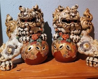 Pair of Ceramic Guardian Chinese Foo Dogs