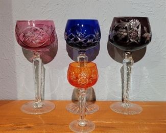 (4) Bohemian Style Cut to Clear Crystal Stems