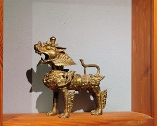 Solid Brass SE Asian Temple Dog, Circa 1950