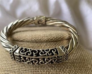 Sterling Silver Hinged Twisted Rope & Pierced