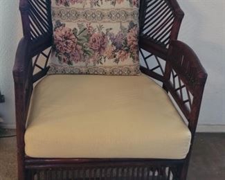 Mid Century Rattan Chair with Cushions