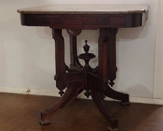 Antique Victorian Mahogany Marble Top Table