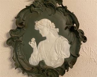 Vintage Victorian Cameo Wall Plaque, Germany
