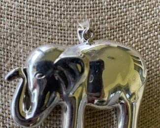 Large Sterling Silver Elephant Pendant
