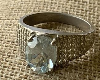 Sterling Silver Ring with Sky Blue Topaz Gemstone