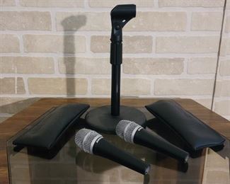 Shure Adjustable Mic Stand & 2 Shure Mics