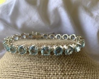 Sterling Silver Bracelet with Sky Blue Topaz