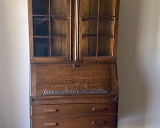 Antique Secretary Desk with Display Hutch