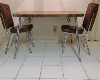 Mid Century Chrome & Formica 3 Piece Dinette Set