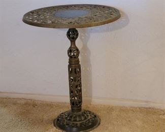 Small Brass Accent Table with a Marble Insert Top