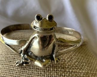Sterling Silver Frog Cuff Bracelet