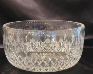 Vintage Large Lead Cut Crystal Bowl, Yugoslavia